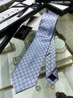 Premium Italian Silk Tie Sky Blue Gg Pattern Jacquard Men s Luxury Necktie