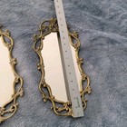 Set Of 2  Vintage Oval Gold Tone Mirrors Vanity Tray Hollywood Regency