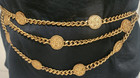 Vintage Gold Abstract Medallion Chain Belt  small   Medium  From 1980-1990 s