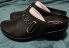 Klogs  Women s 8m Black Leather Clog mule Shoes New Without Box