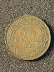 1918 Canada One Cent Coin Canadian Large Cent King George V Coin Ww1 Era
