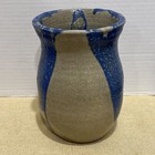 Vintage Studio Art Pottery Pot Vase 6 5 x4 5  Signed Blue Beige Medium    