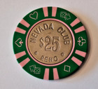Nevada Club  Casino  Reno    25  Casino  Chip   Metal Inlay Closed