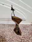 Vintage Sail Boat Brass Copper Metal Wood Set Coastal Mcm Art