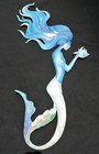 Coastal Wall Hanging  Large Metal Mermaid With Capiz Shells  Beach  Sea  Blue