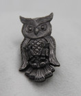 Owl Brooch Pin Incorporated Post Earrings Jewelry Pewter  Silvertone