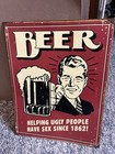 Vintage Budweiser Beer Tin Metal Sign King Beers Clydesdale Horses Classic Bar