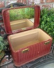 Vintage Congress Train Case  Dark Red Alligator Leather W tan Interior   Mirror