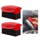 2 Pcs Tire Shine Applicator  Flat Dressing Waxing Sponge Pads With Lid Red