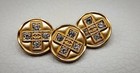 6pcs Stamped Chanel Cc  Gold Clear Rhinestone  Round Button 18