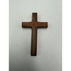 Handmade Small Wooden Wall Cross Rustic Brown Natural Grain Religious Decor 3 5 