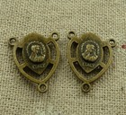 Free Ship 90 Pcs Antique Bronze Heart Connectors 20x16mm L-4895