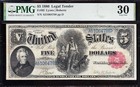 Awesome  rare  Crisp Choice Vf    blue S n  1880  5 Woodchopper Us Note  Pmg 30 