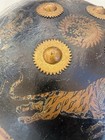 An Antique Indian Dhal Shield With Painted Tigers And Sun Motif 19th Or Earlier