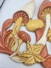 Miller Studio 1974 Vintage Orange Chalkware Mushroom Wall Plaque Set Of 2 