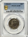1964-d Washington Quarter Pcgs Au58 Rainbow Toned 90  Silver Trueview See Video 
