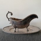 Ellis Barker Silverplate Gravy Sauce Boat   Tray Detached Underplate Antique Old