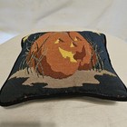 Vintage Halloween Tapestry Pumpkin Pillow 8x8x3 5 Inches Riverdale Made In Usa