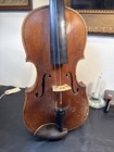 Old German Amati Copy Violin  4 4 For Repair  One Piece Deeply Flamed Back