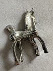 Vintage Silver Metal Black Painted Enamel Pony Colt Horse Brooch Pin B14