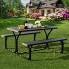 Patiojoy Outdoor Picnic Table Bench Set Patio Camping Table W steel Frame  
