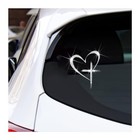4 7 X 5 9 Inch Love Cross Car Sticker Heart Decal Silver 1pc Silver