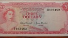 1968 Bahamas Monetary Authority Three Dollar Note Very Fine  3 Bill Buy It Now 