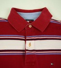 Vintage Tommy Hilfiger Shirt Polo Style Size M 80s 90s Retro White Stripe On Red