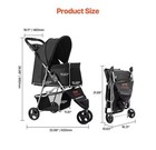 Foldable 3 Wheel Pet Stroller Dog Carrier W  Brake Up To 35lbs Travel Camp