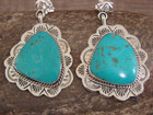 Native American Sterling Silver   Turquoise Post Dangle Earrings - Smith
