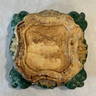 Vintage Pottery  4 Green Elephants At Corners Square Planter- Trunks Up 