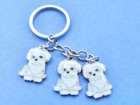 Bichon Frise Dog Breed Key Chain Or Purse Charm 3 Dogs Attached