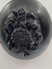 Antique Victorian Momento Mori Mourning Vulcanite Molded Flowers Locket Pendant