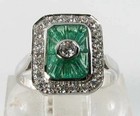 3ct Art Deco Style Lab Created Diamond Emerald Engagement 14k White Gold Fn Ring