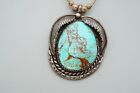 Vintage Native American Navajo Sterling Silver Turquoise Pendant Necklace 19 