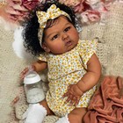 Reborn Black Girl African American Real Life Baby Dolls With Weighted Cloth Body