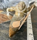 Hand Carved Soapstone Kayak Eskimo Hunter Inuit Signed Alaska Authentic 8 