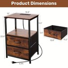 Nightstand Bedside Table W  2 Drawers Charging Station Shelf Bedroom Side Table