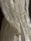 Custom Couture Vintage Wedding Dress Pearl Lace Cathedral Train Veil 80s White