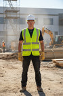 2 Pockets Yellow Solid-mesh High Visibility Safety Vest  Ansi  Isea 107-2010