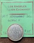 1917 Newfoundland George V Sterling Silver 25 Cents Ef