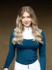Equestrian Stockholm  New  Light Breeze Top  Blue Meadow  Medium Show Shirt