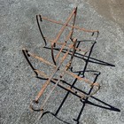 Pair Vtg Folding Iron Garden Table Bases Rustic Farmhouse Architectural Salvage