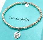 Tiffany   Co  Return To Tiffany Blue Enamel Mini Heart 4mm Bead Bracelet 6 75 