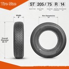 Set 4 St205 75r14 Trailer Tires 205 75 14 8ply Load Range D Tubeless Radial Tyre