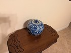 Vintage Chinoiserie Blue   White Porcelain Ginger 9  Jar