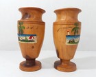 2 Jamaica B w i  Wooden Vases Swizzle Holders Tiki Bar Caribbean Handmade