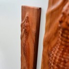 Large Size Crocodile Wood Sculpture - Wall Hanging Wooden Wall Art - Engraved