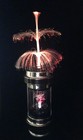 1970   s Vintage Large 35    Fantasia Floral Fiber Optic Lamp Silver   Black Italy