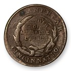 C 1863 Lanphear Stereoscopic Civil War Store Card Token 5 Counterstamp Ohio